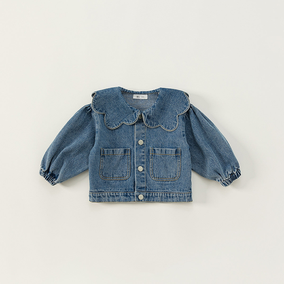 Girl's Denim Jacket Tops Western Style Doll Collar